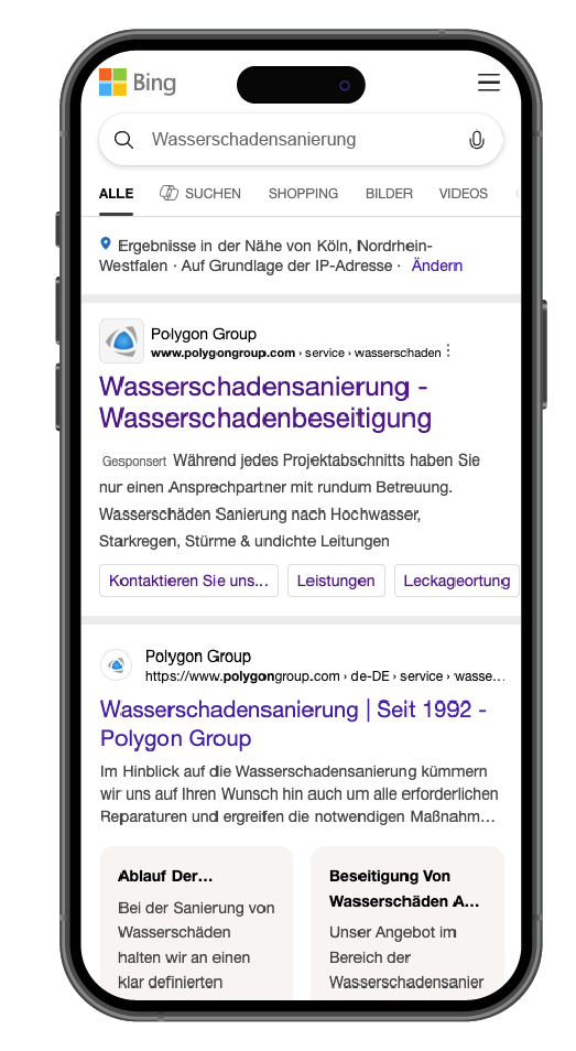 Beispiel Werbeanzeige Microsoft Ads