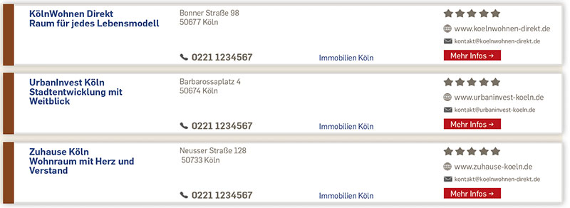 Trefferlistendarstellung Köln Branchen Guide Basic