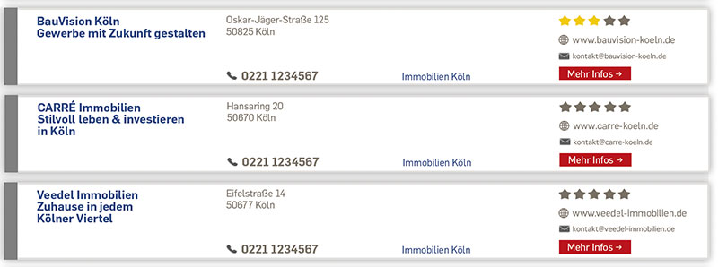 Trefferlistendarstellung Köln Branchen Guide Business