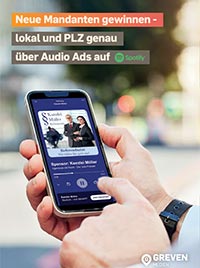 Flyer: Spotify Audio Ads - lokal und PLZ-genau Mandanten auf Spotify erreichen